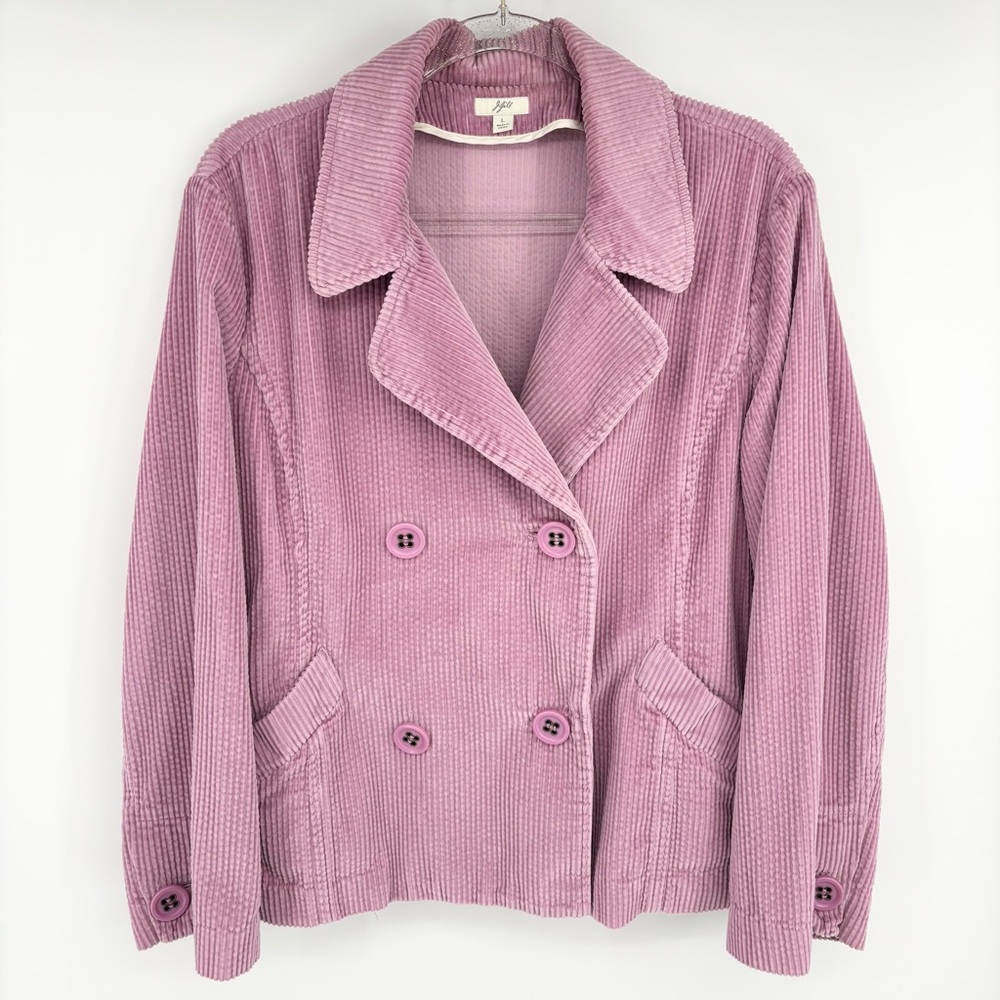 J. Jill Corduroy‎ Jacket Large Pink Double Breasted  100% Cotton Granola Boho